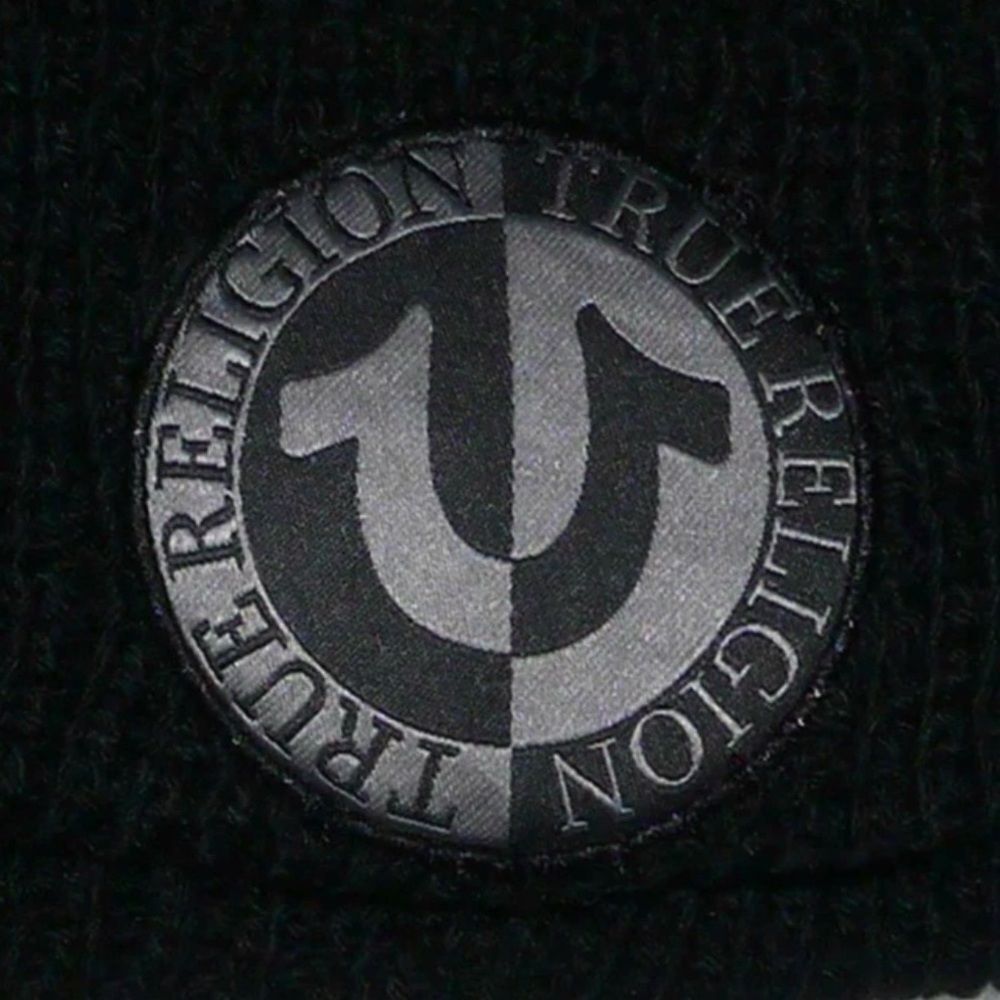 NWT True Religion Set of 2 Beanies Black & Gray - Lined Hats Logo on Cap - Picture 4 of 6